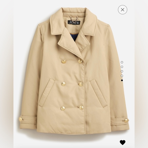 NWT J Crew Peacoat Puffer Jacket in Lightweight Shiny Nylon - Picture 4 of 6